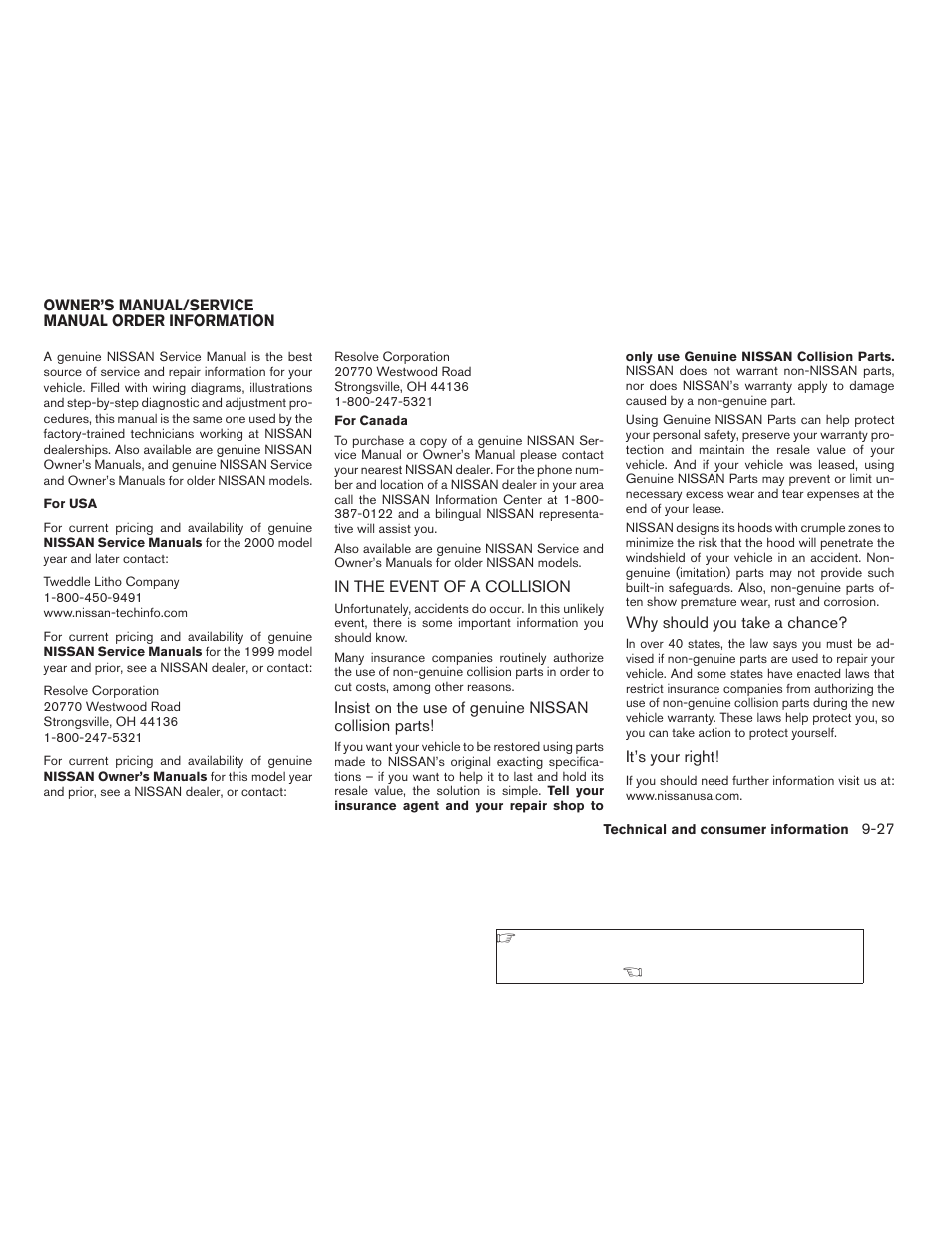 In the event of a collision -27 | NISSAN 2006 Altima User Manual | Page 295 / 304