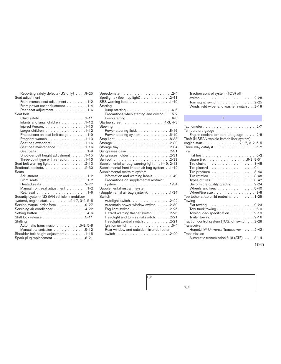 NISSAN 2006 Altima User Manual | Page 301 / 304