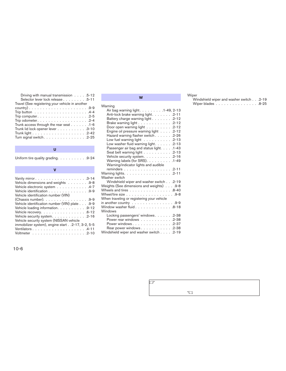 NISSAN 2006 Altima User Manual | Page 302 / 304