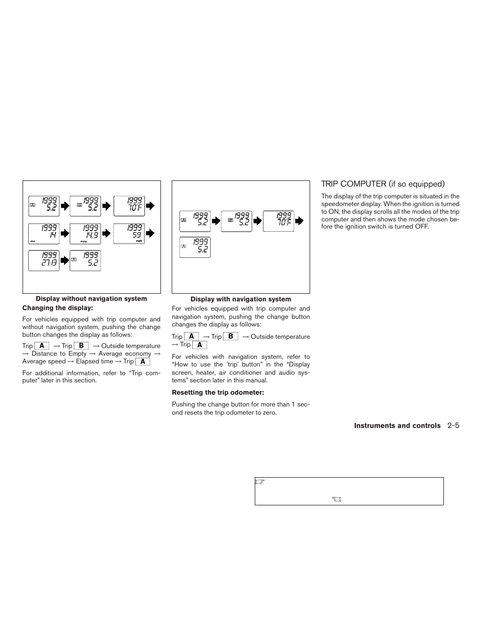 Trip computer (if so equipped) -5 | NISSAN 2006 Altima User Manual | Page 73 / 304