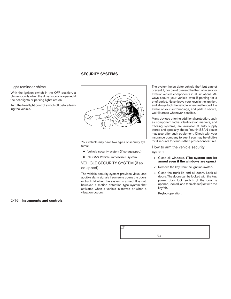 Security systems -16, Vehicle security system (if so equipped) -16 | NISSAN 2006 Altima User Manual | Page 84 / 304