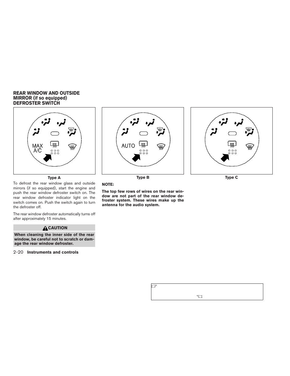 Rear window and outside mirror (if so equipped), Defroster switch -20 | NISSAN 2006 Altima User Manual | Page 88 / 304