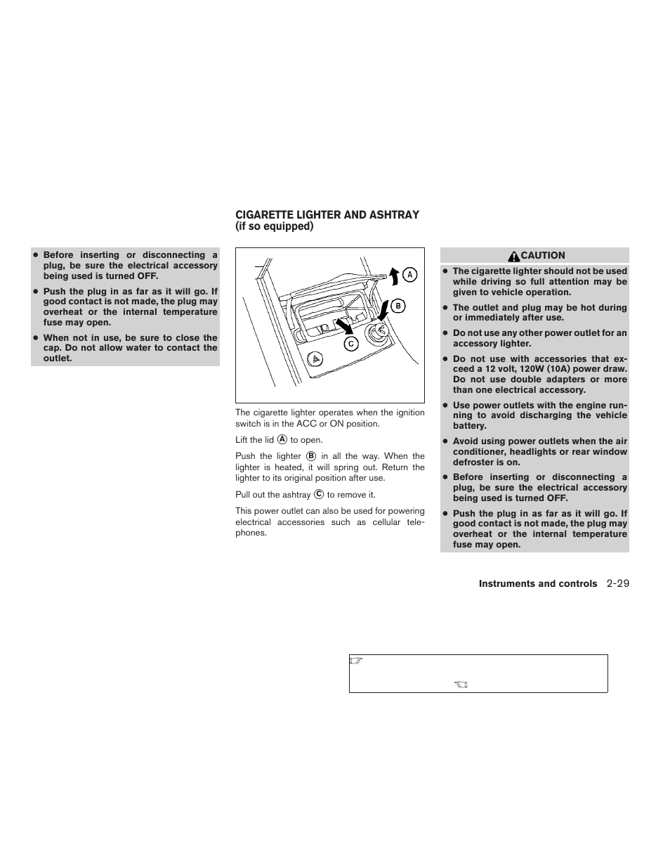 Cigarette lighter and ashtray (if so equipped) -29 | NISSAN 2006 Altima User Manual | Page 97 / 304