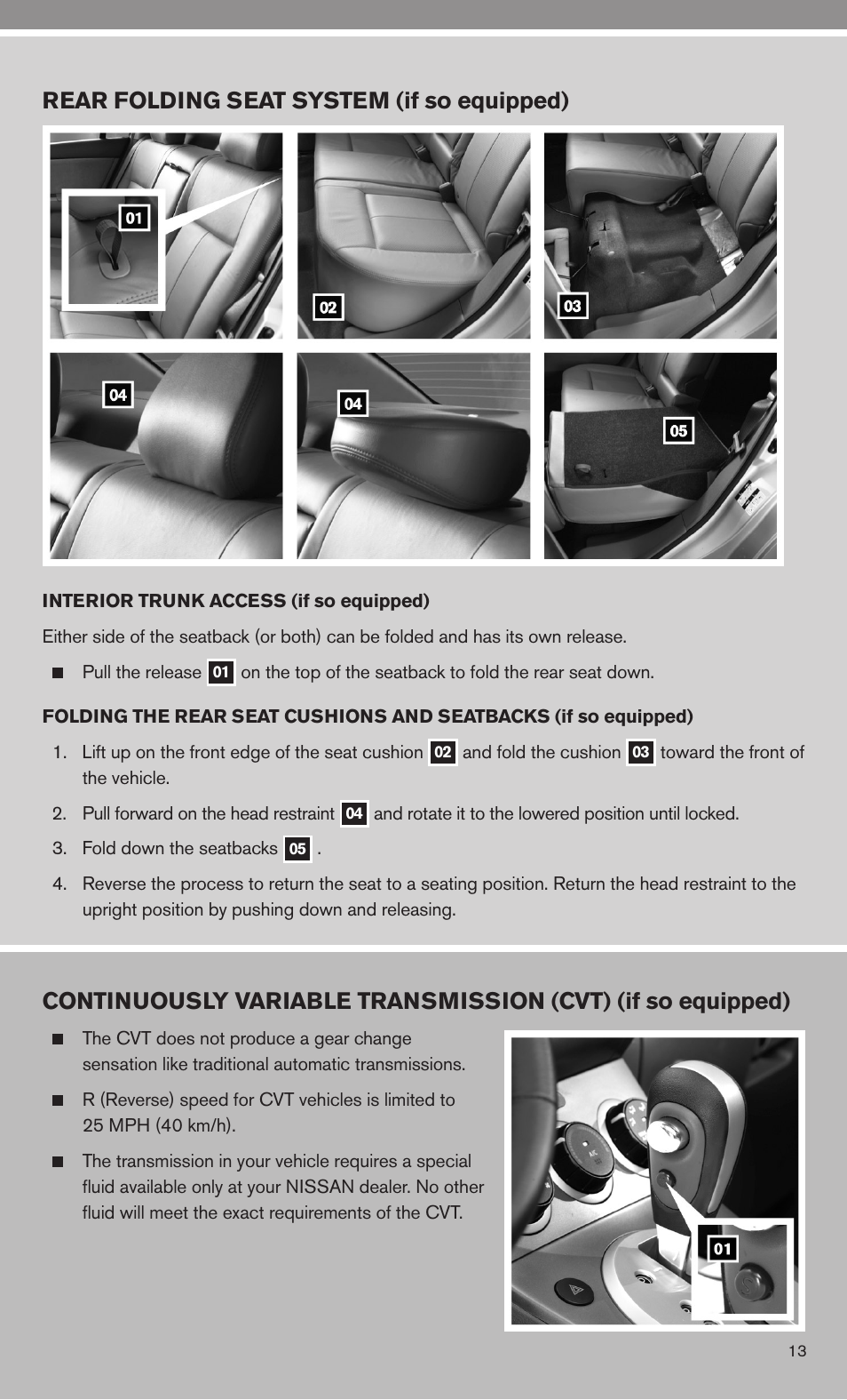 Rear folding seat system (if so equipped) | NISSAN 2010 Sentra User Manual | Page 15 / 28