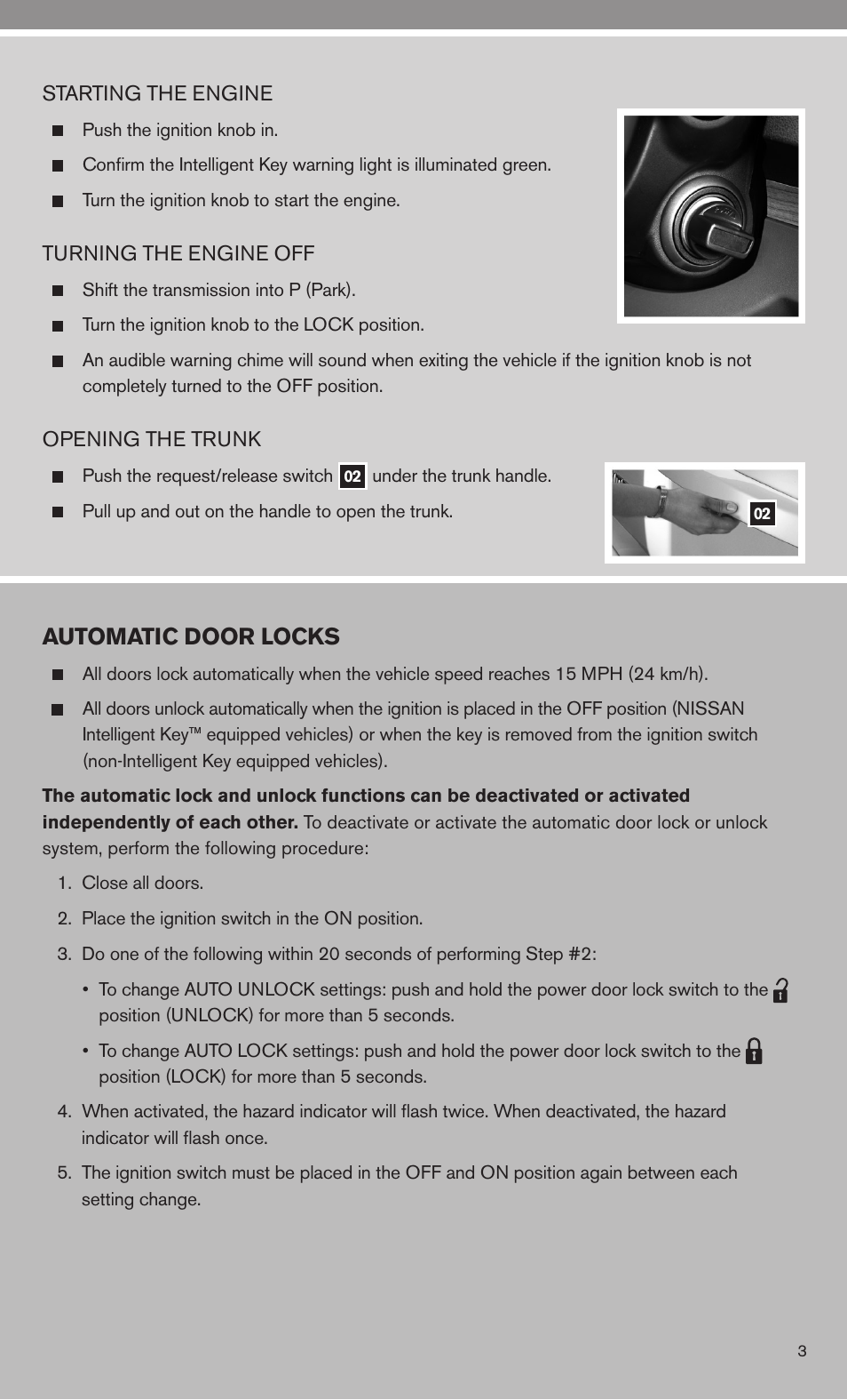 Automatic door locks | NISSAN 2010 Sentra User Manual | Page 5 / 28