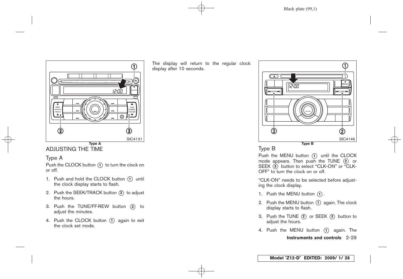 Adjusting the time -29 | NISSAN Z12-D User Manual | Page 101 / 321