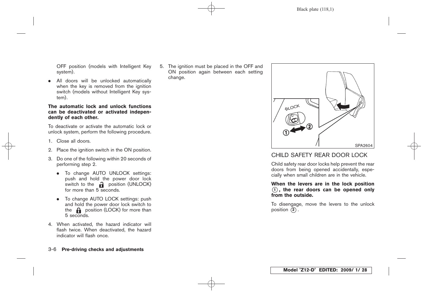 Child safety rear door lock -6 | NISSAN Z12-D User Manual | Page 120 / 321