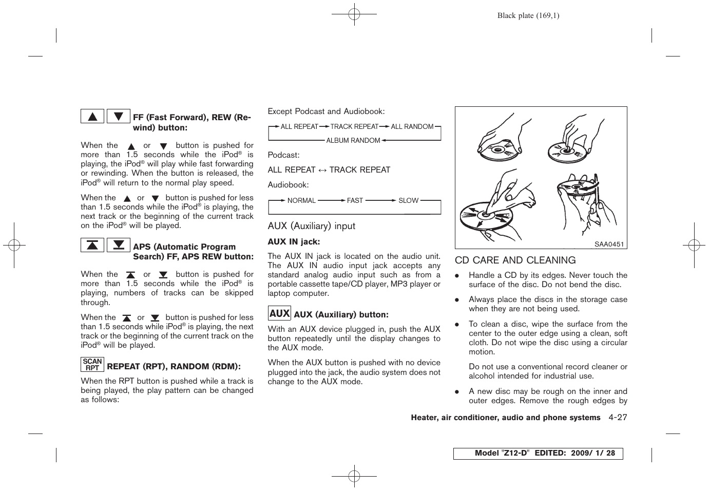 Cd care and cleaning -27 | NISSAN Z12-D User Manual | Page 171 / 321