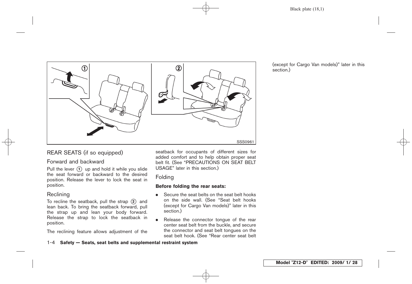 Rear seats (if so equipped) -4 | NISSAN Z12-D User Manual | Page 20 / 321