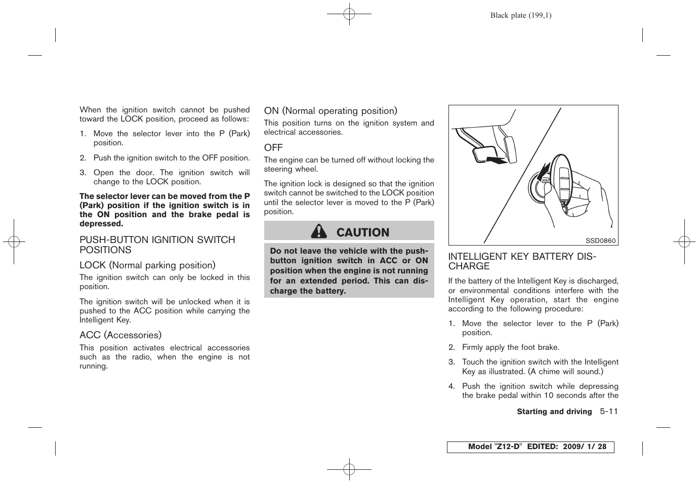 Caution | NISSAN Z12-D User Manual | Page 201 / 321