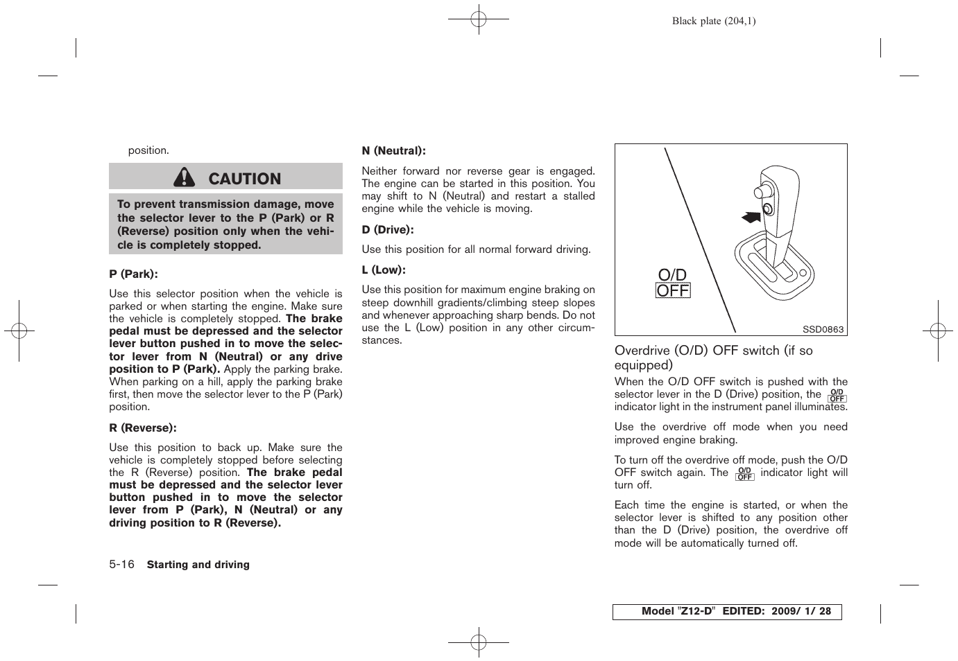 Caution | NISSAN Z12-D User Manual | Page 206 / 321