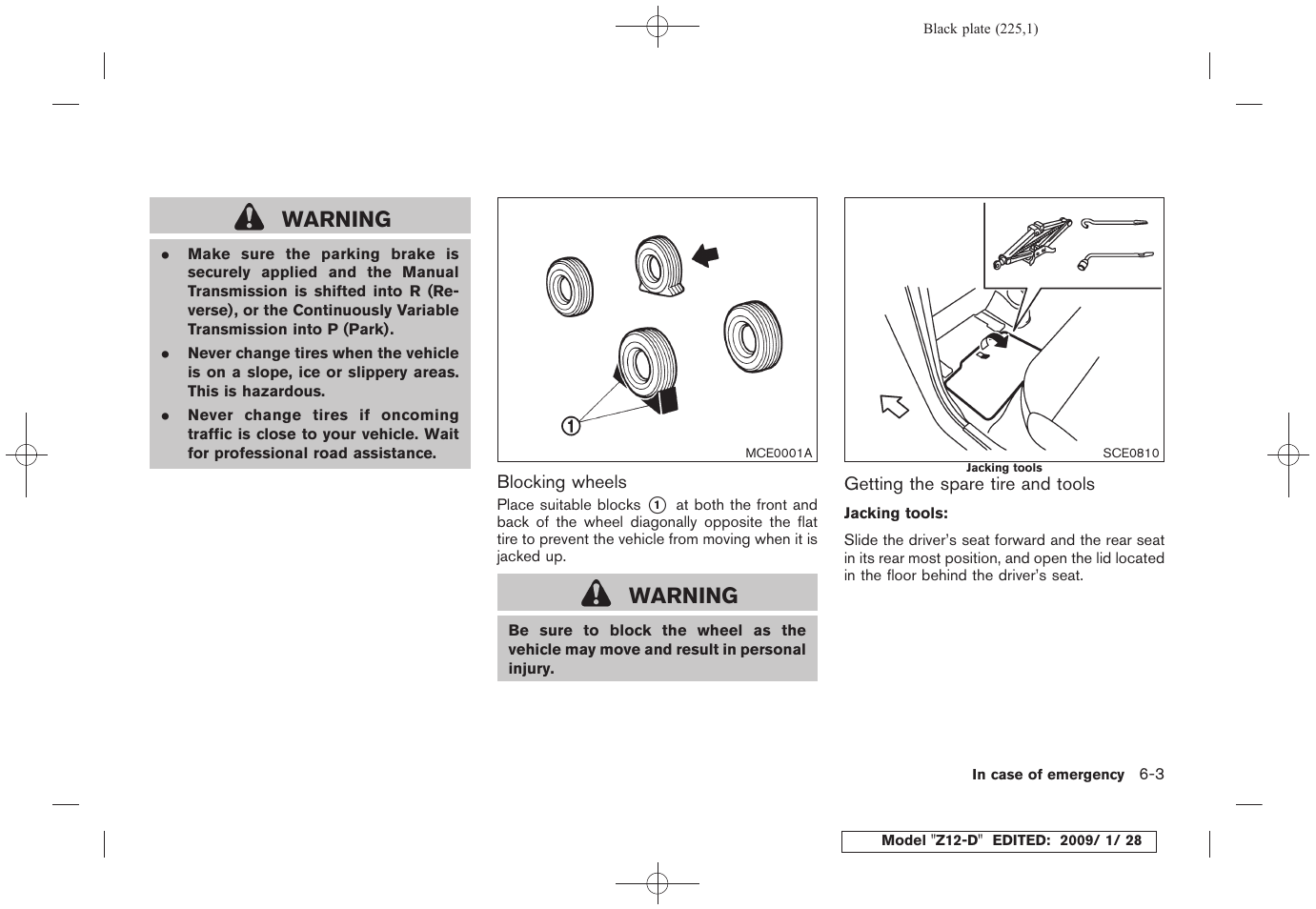 Warning | NISSAN Z12-D User Manual | Page 227 / 321