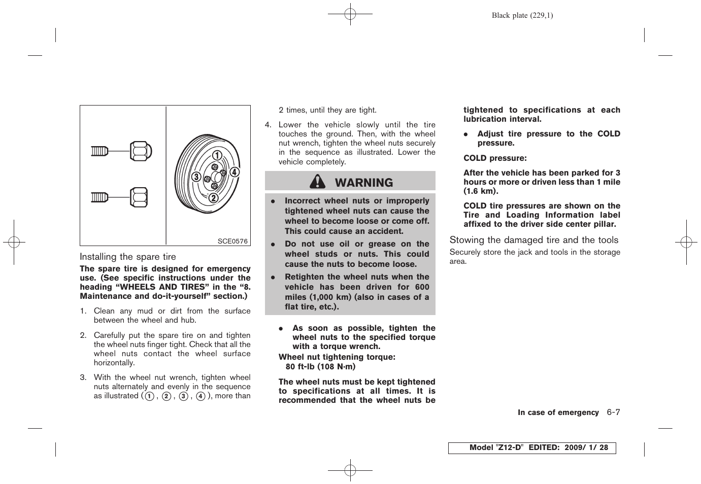 Warning | NISSAN Z12-D User Manual | Page 231 / 321
