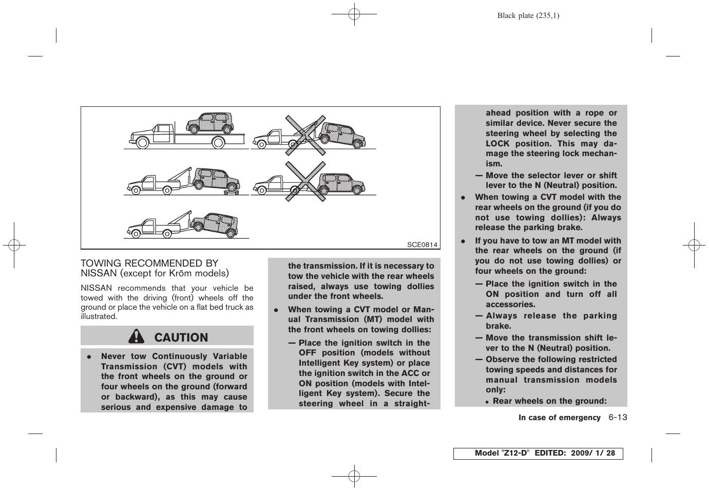 Caution | NISSAN Z12-D User Manual | Page 237 / 321