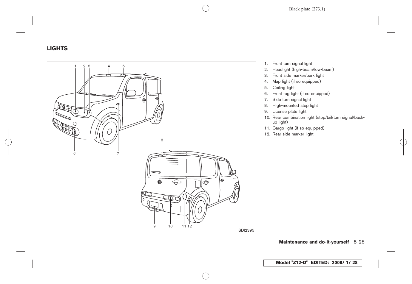 Lights -25 | NISSAN Z12-D User Manual | Page 275 / 321