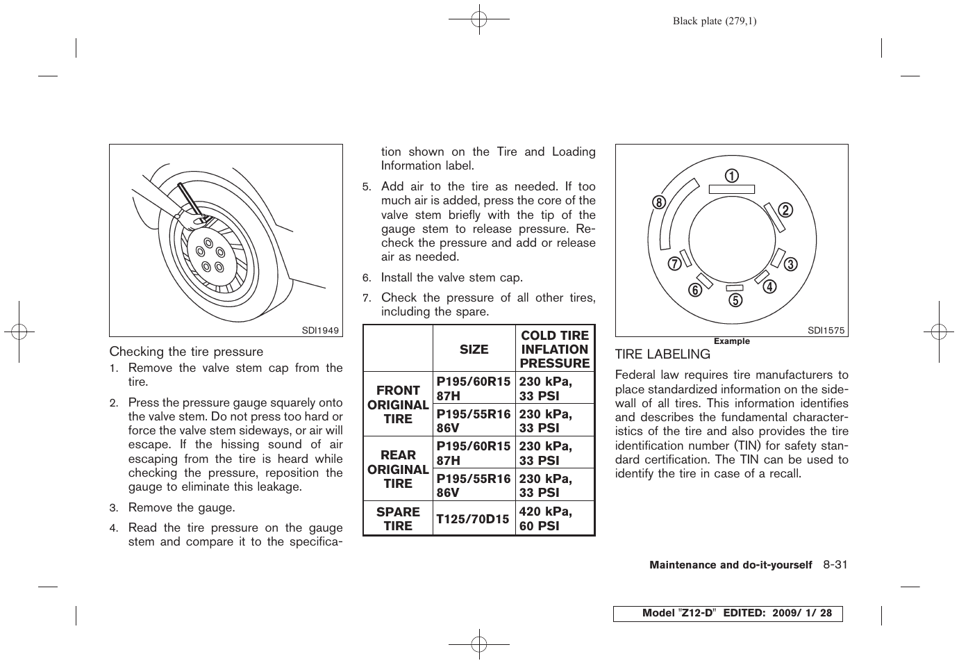 Tire labeling -31 | NISSAN Z12-D User Manual | Page 281 / 321