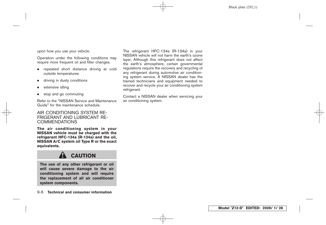 Caution | NISSAN Z12-D User Manual | Page 294 / 321
