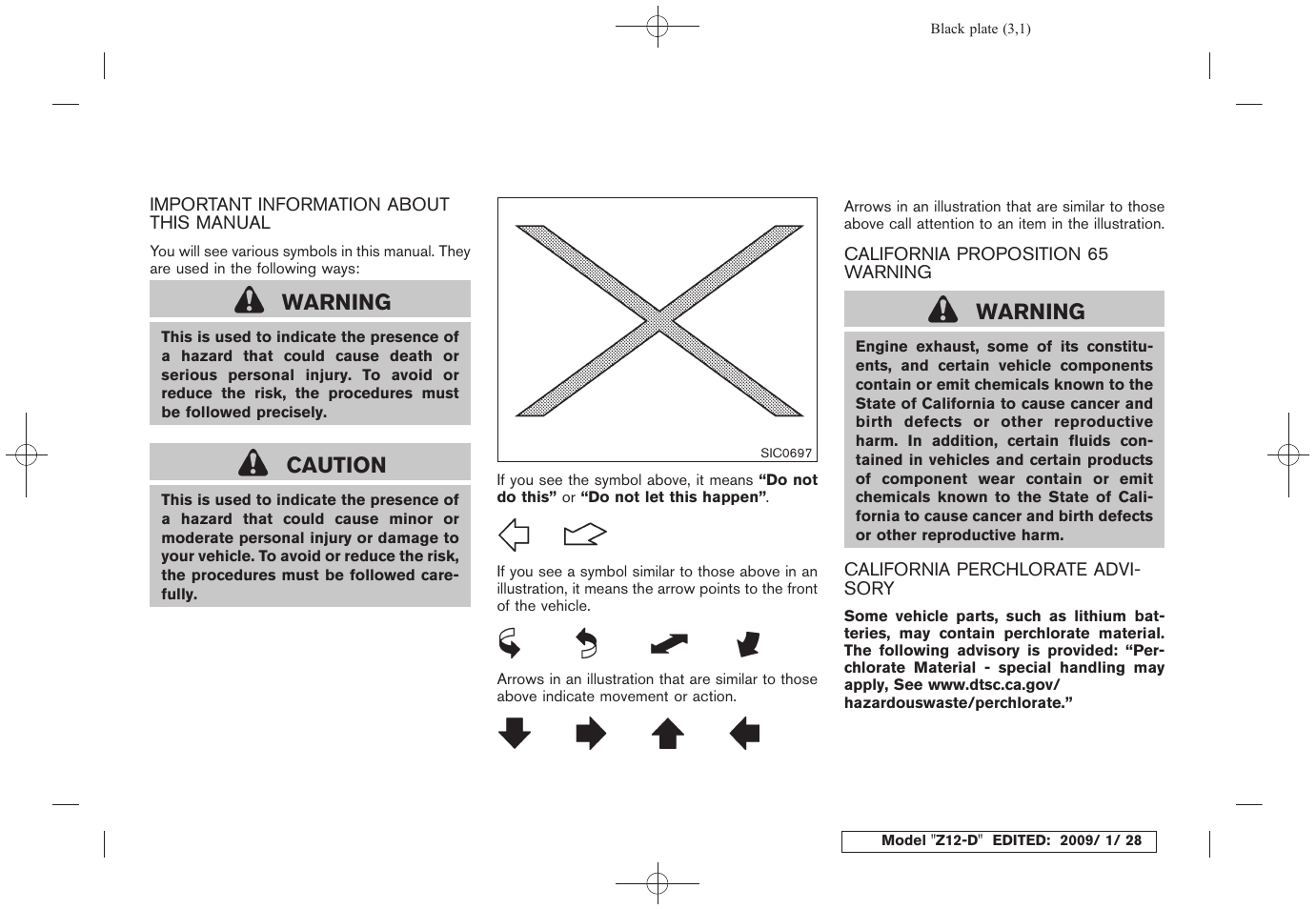 Warning, Caution | NISSAN Z12-D User Manual | Page 3 / 321