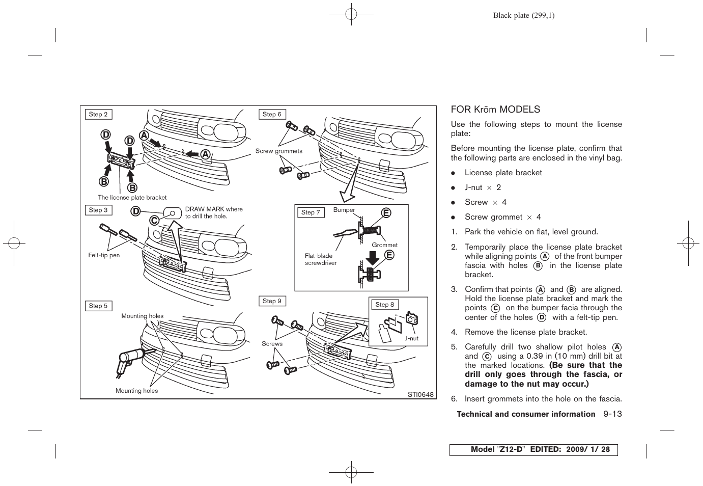 For kro¯m models -13 | NISSAN Z12-D User Manual | Page 301 / 321