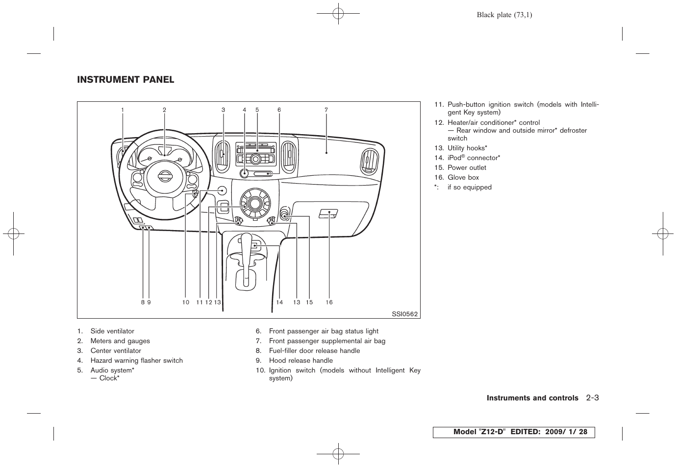 Instrument panel -3 | NISSAN Z12-D User Manual | Page 75 / 321