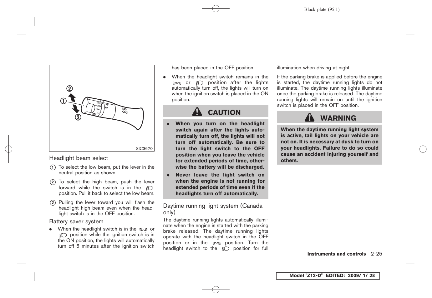 Caution, Warning | NISSAN Z12-D User Manual | Page 97 / 321