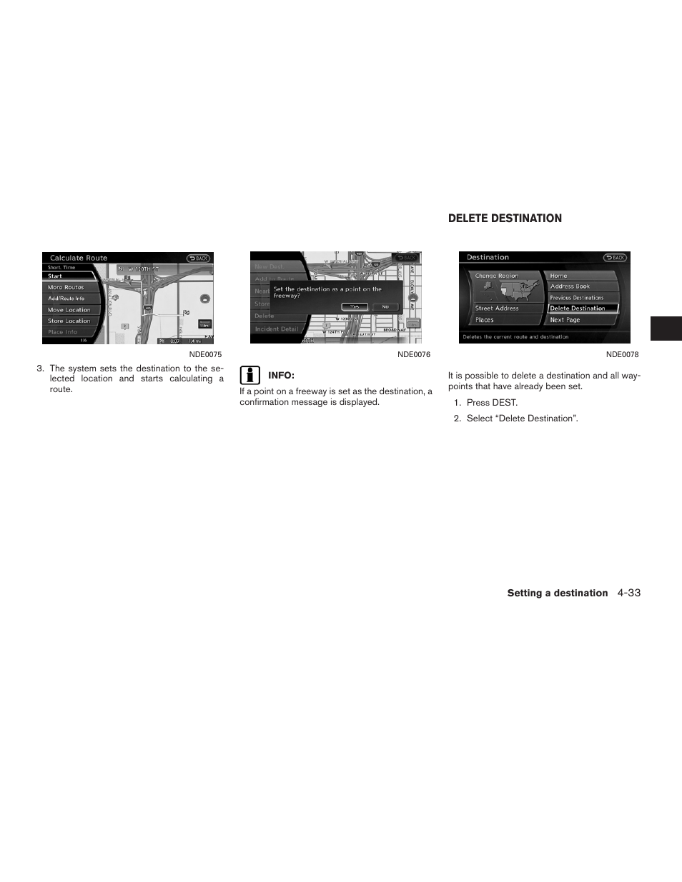 Delete destination -33 | NISSAN 2011 Altima Hybrid User Manual | Page 107 / 315