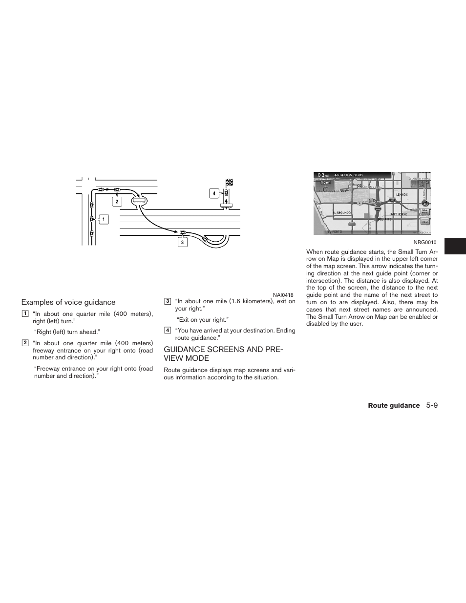 Guidance screens and preview mode -9 | NISSAN 2011 Altima Hybrid User Manual | Page 117 / 315