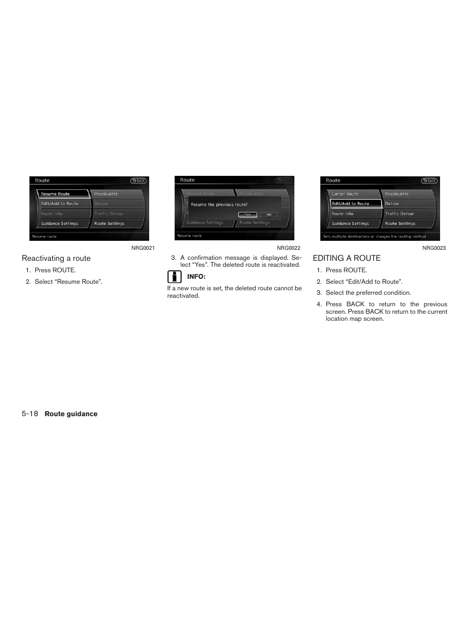 Editing a route -18 | NISSAN 2011 Altima Hybrid User Manual | Page 126 / 315