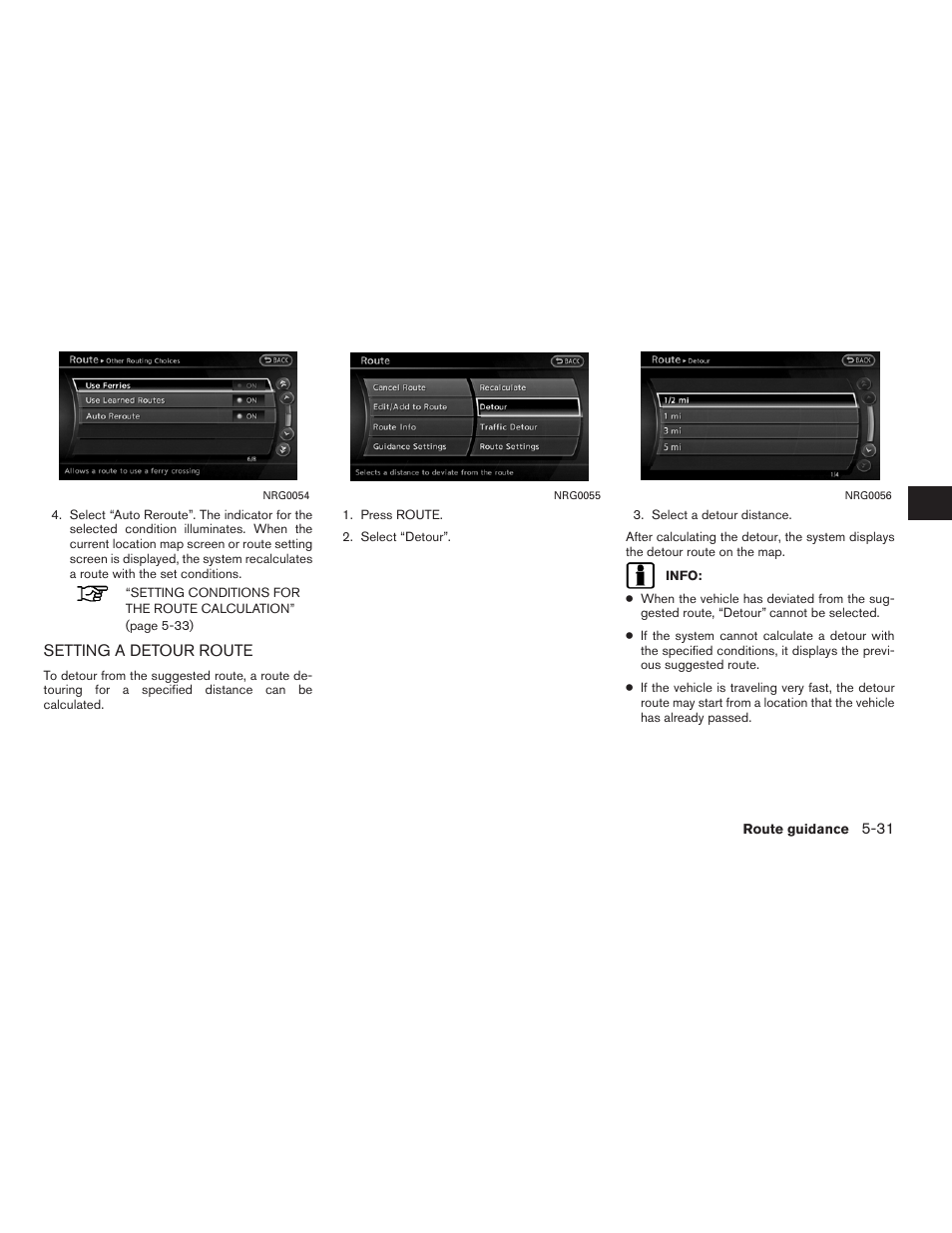 Setting a detour route -31 | NISSAN 2011 Altima Hybrid User Manual | Page 139 / 315