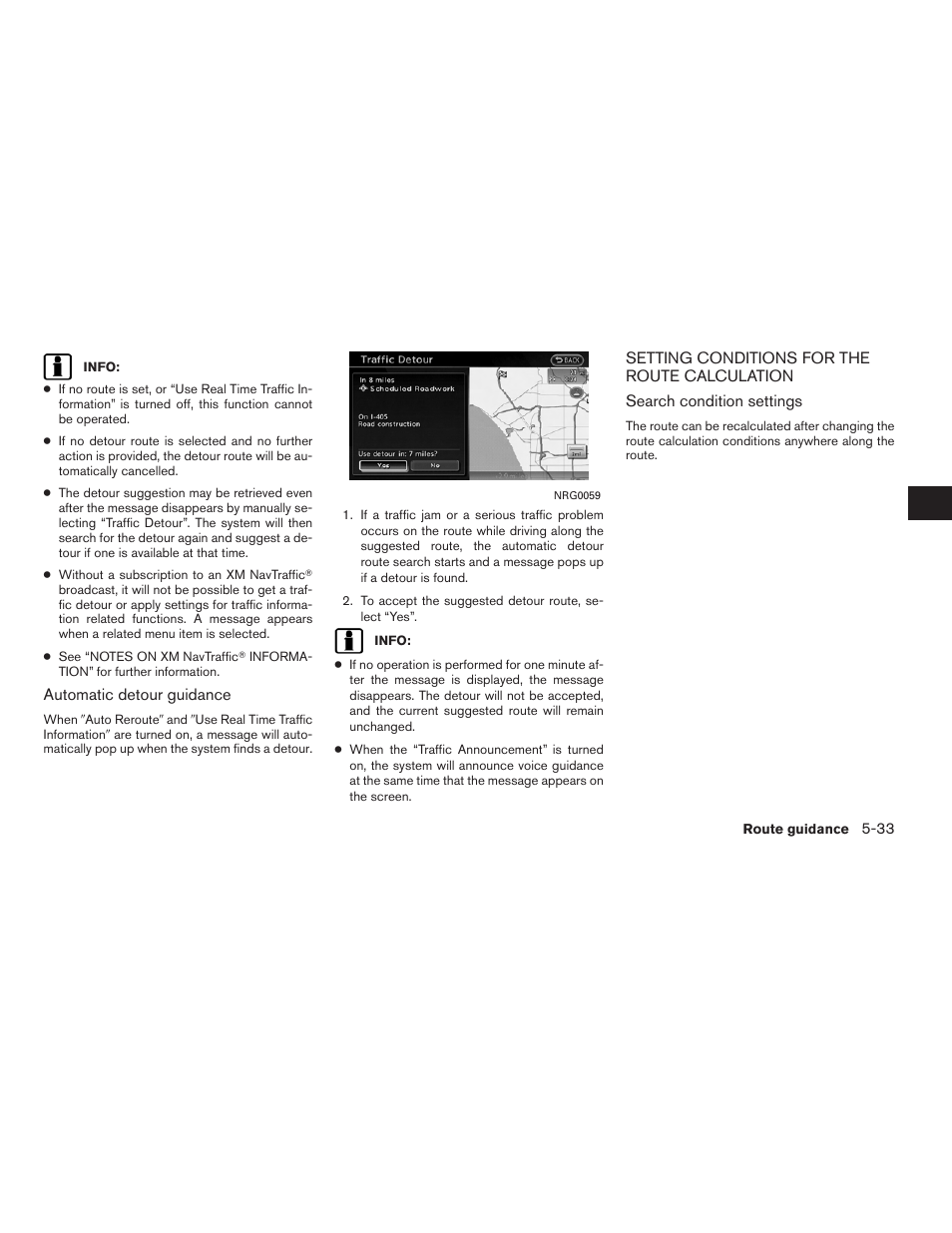 Setting conditions for the route calculation -33 | NISSAN 2011 Altima Hybrid User Manual | Page 141 / 315