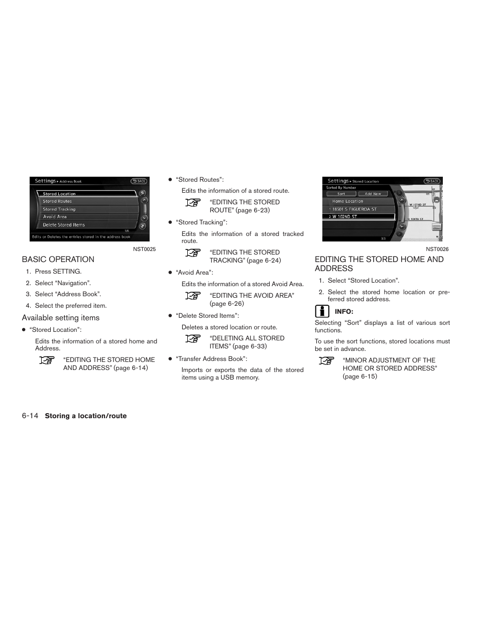 Basic operation -14, Editing the stored home and address -14 | NISSAN 2011 Altima Hybrid User Manual | Page 164 / 315