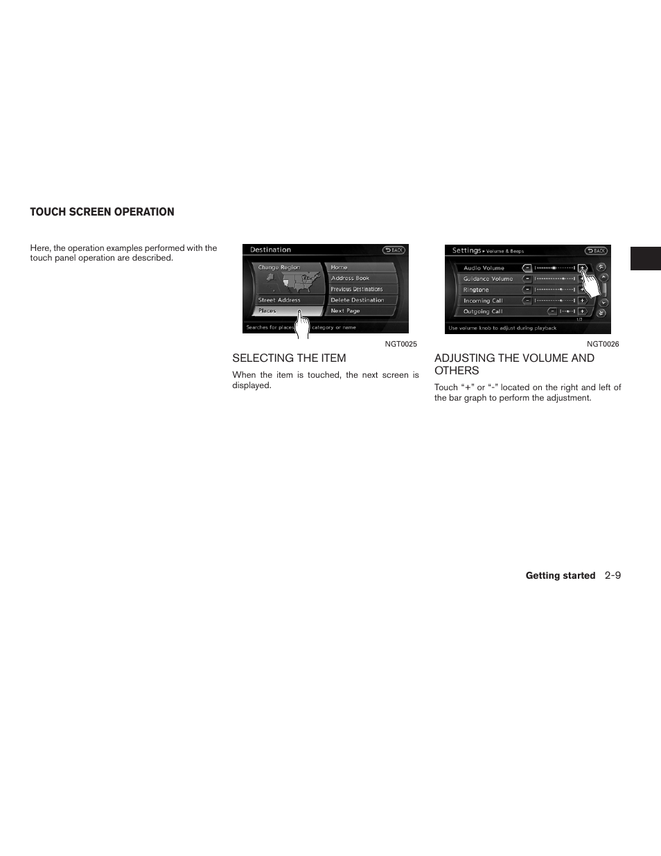 Touch screen operation -9 | NISSAN 2011 Altima Hybrid User Manual | Page 17 / 315