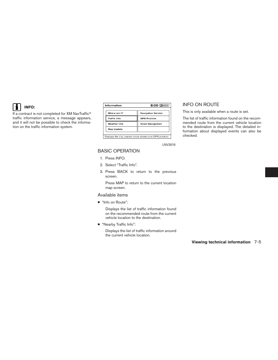 Basic operation -5 info on route -5 | NISSAN 2011 Altima Hybrid User Manual | Page 193 / 315