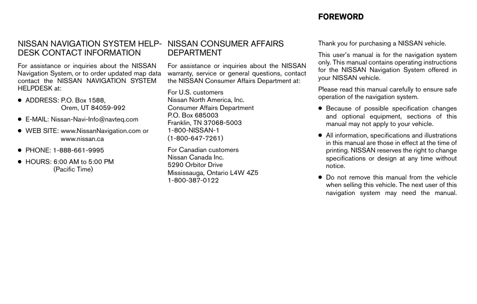 NISSAN 2011 Altima Hybrid User Manual | Page 2 / 315