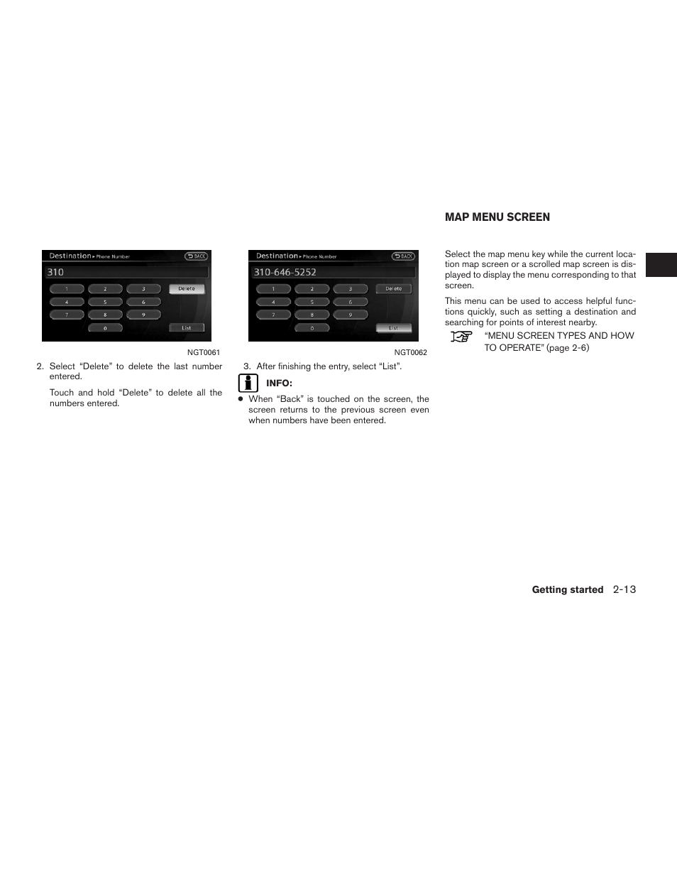 Map menu screen -13 | NISSAN 2011 Altima Hybrid User Manual | Page 21 / 315