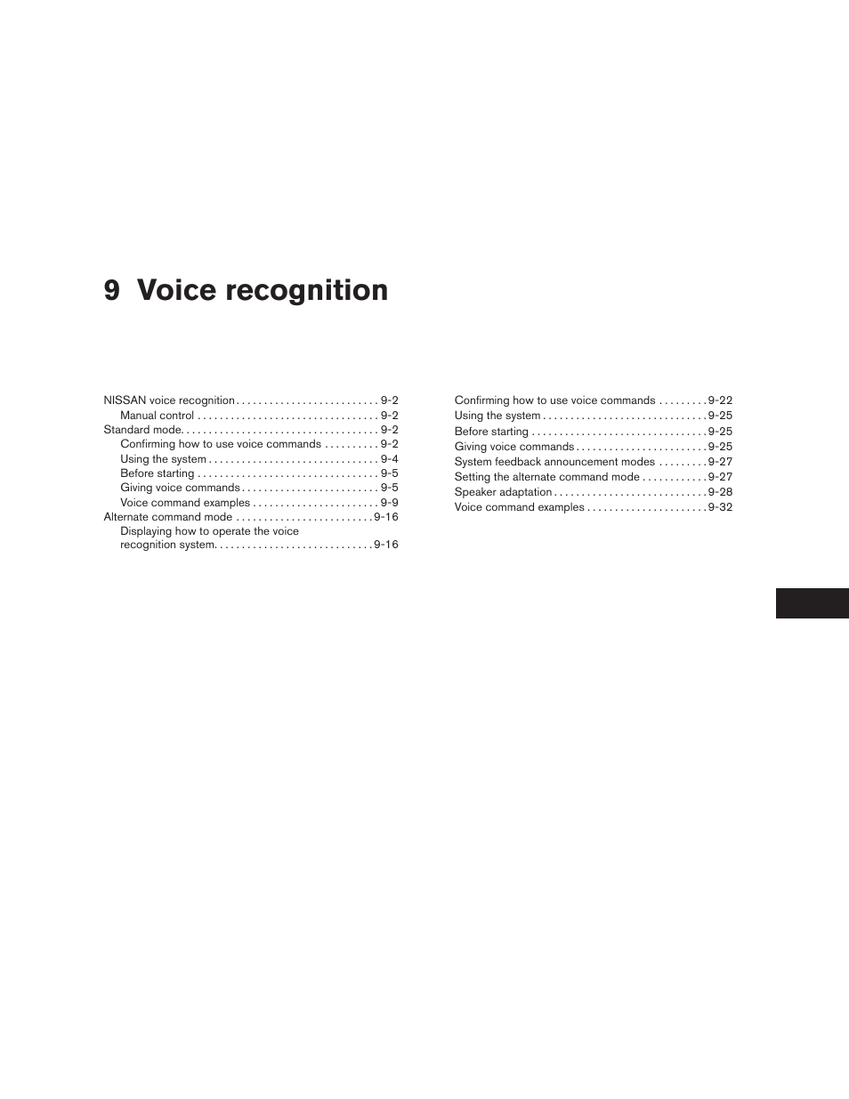 Voice recognition, 9 voice recognition | NISSAN 2011 Altima Hybrid User Manual | Page 237 / 315