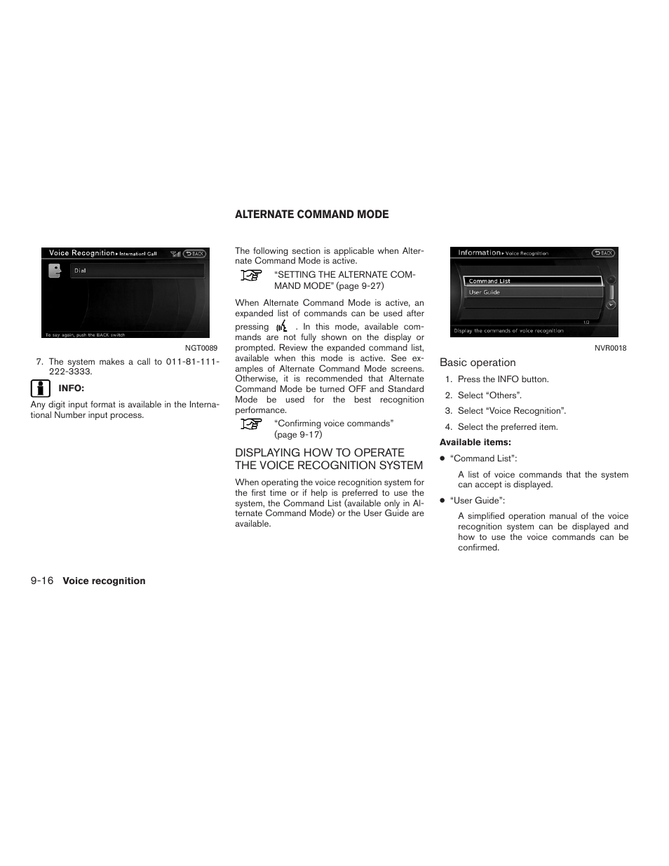 Alternate command mode -16 | NISSAN 2011 Altima Hybrid User Manual | Page 252 / 315