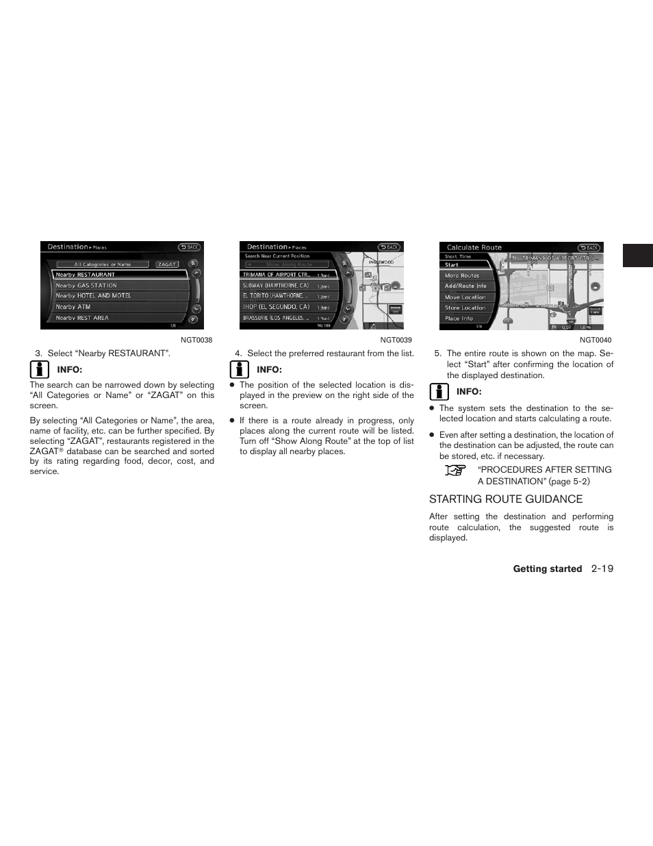 Starting route guidance -19 | NISSAN 2011 Altima Hybrid User Manual | Page 27 / 315