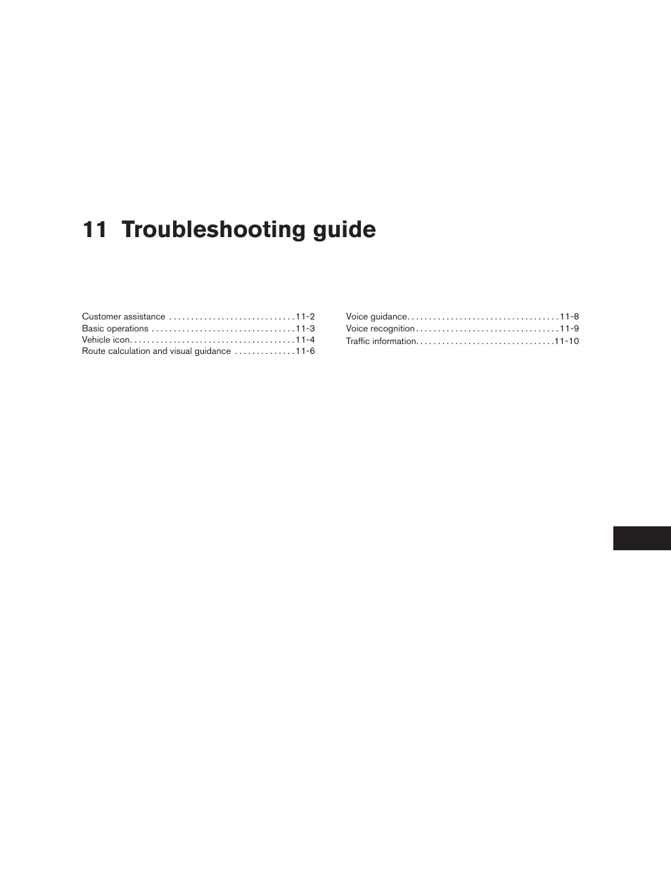 Troubleshooting guide, 11 troubleshooting guide | NISSAN 2011 Altima Hybrid User Manual | Page 295 / 315