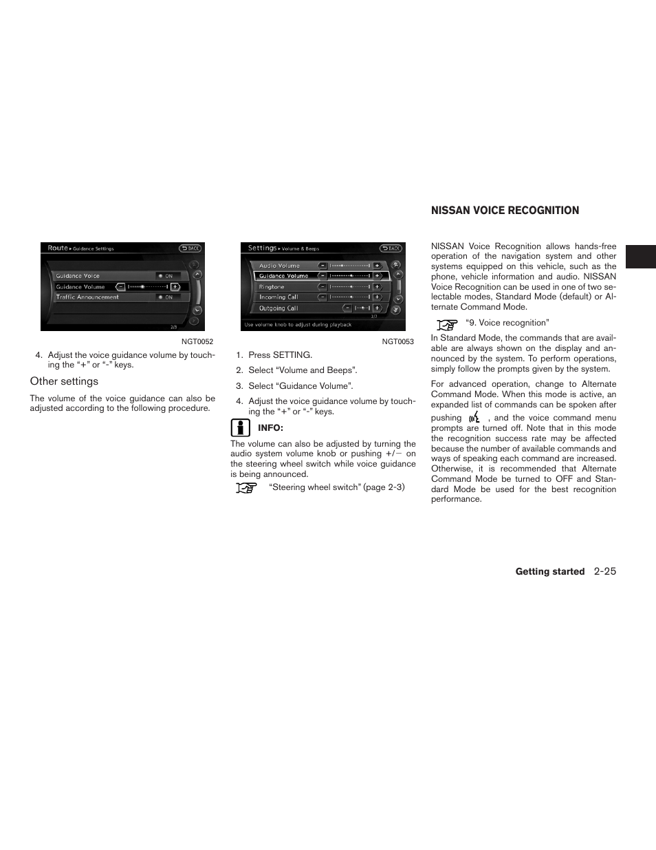 Nissan voice recognition -25 | NISSAN 2011 Altima Hybrid User Manual | Page 33 / 315