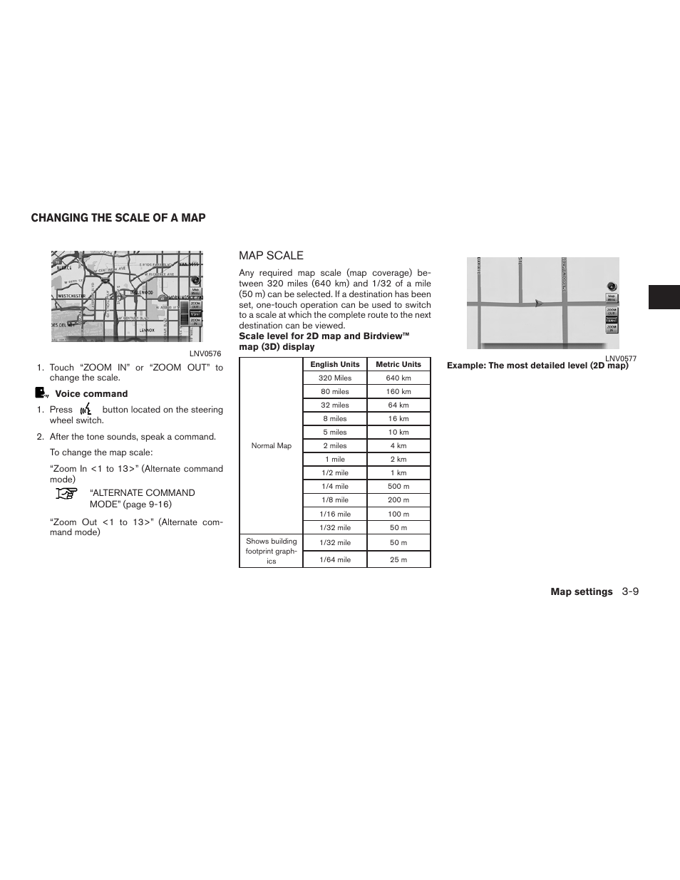 Changing the scale of a map -9, Map scale -9, Map scale | Changing the scale of a map | NISSAN 2011 Altima Hybrid User Manual | Page 55 / 315