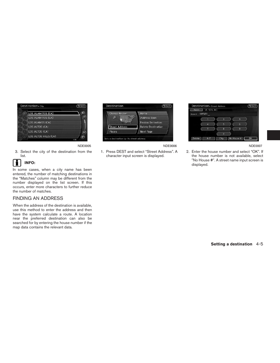 Finding an address -5 | NISSAN 2011 Altima Hybrid User Manual | Page 79 / 315