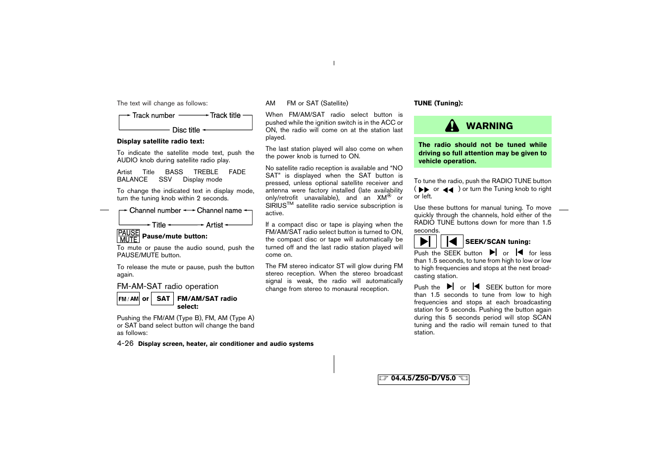 Warning | NISSAN CVT SIC0697 User Manual | Page 149 / 283