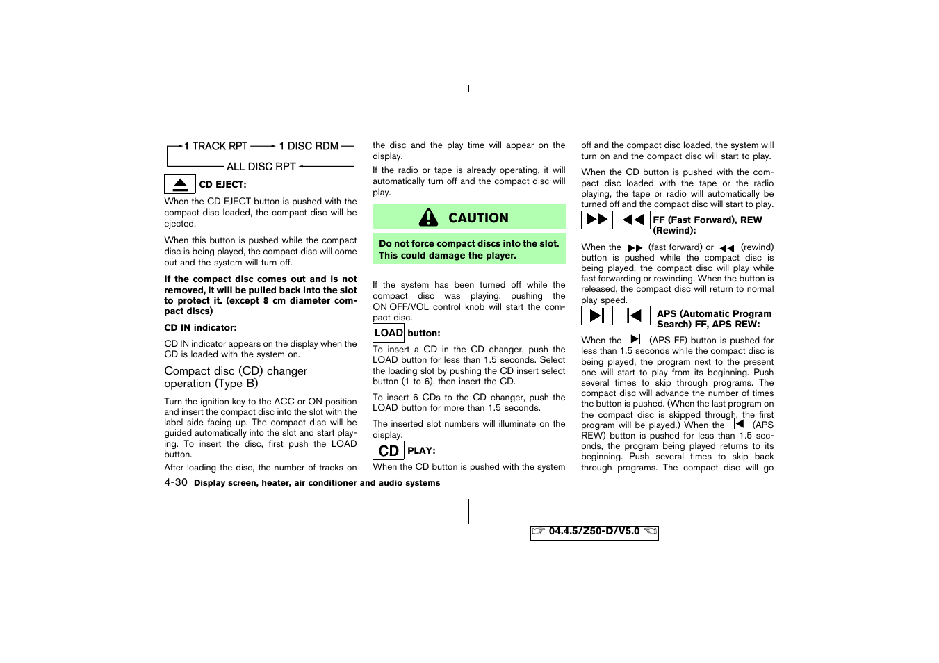 Caution | NISSAN CVT SIC0697 User Manual | Page 153 / 283