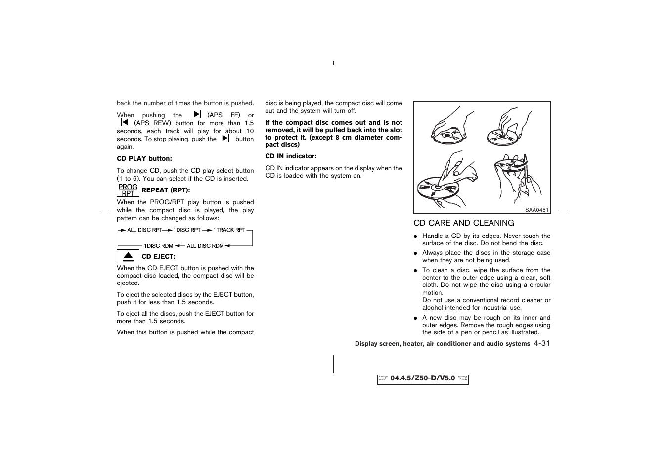 Cd care and cleaning -31 | NISSAN CVT SIC0697 User Manual | Page 154 / 283