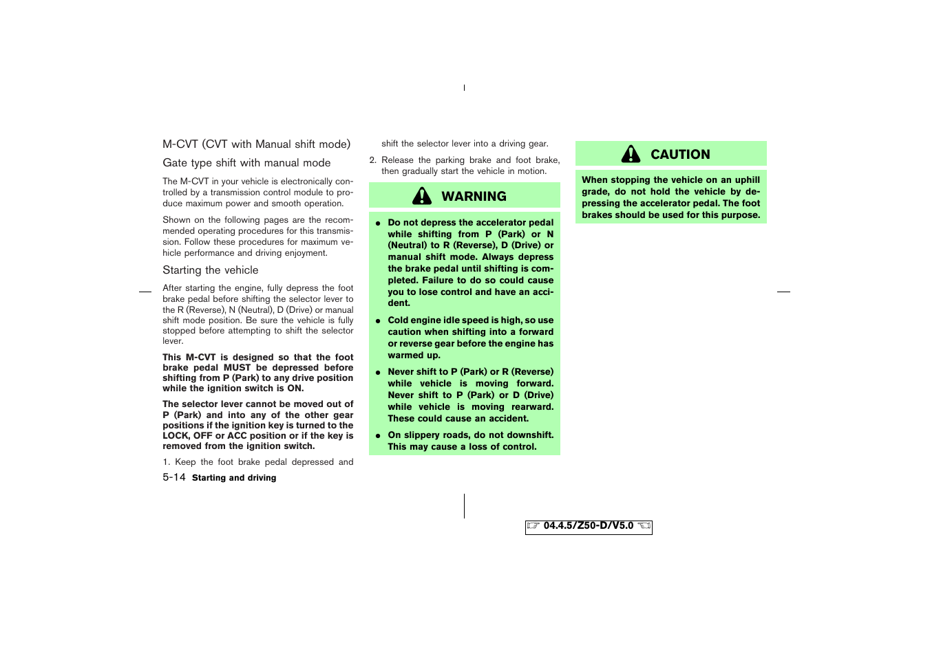 M-cvt (cvt with manual shift mode) -14 | NISSAN CVT SIC0697 User Manual | Page 171 / 283