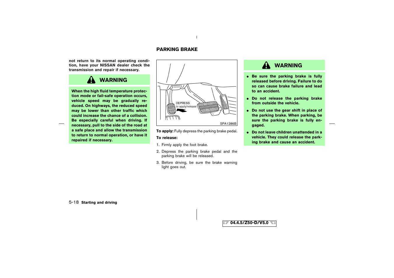 Parking brake -18 | NISSAN CVT SIC0697 User Manual | Page 175 / 283