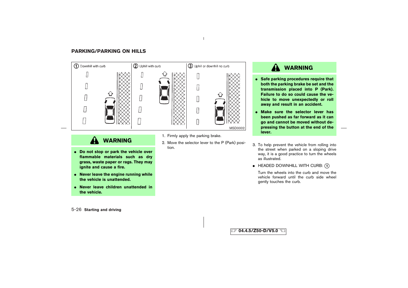 Parking/parking on hills -26 | NISSAN CVT SIC0697 User Manual | Page 183 / 283