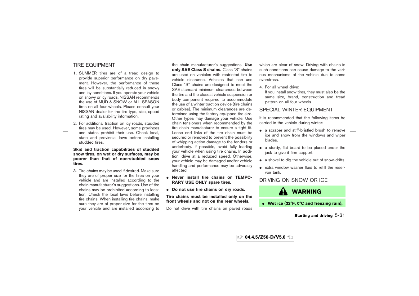 Warning | NISSAN CVT SIC0697 User Manual | Page 188 / 283