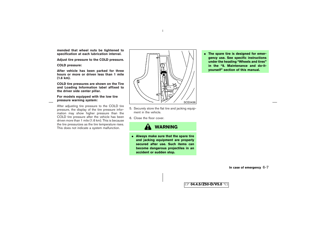 Warning | NISSAN CVT SIC0697 User Manual | Page 196 / 283